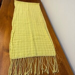 Vintage Gap Lightweight Scarf Lemon Yellow with Fringe and Gold Thread